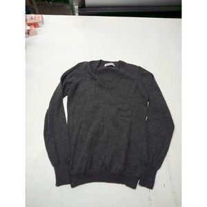 Brunella Gori 100% Extrafine Merino Wool Gray V-Neck Pullover Sweater Size M